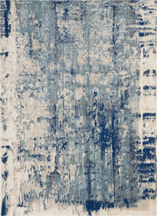 7'10" x 10'6" Ivory/Blue Rectangle Rug