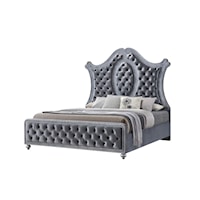 Cameo Glam Upholstered King Bed with Wing Headboard
