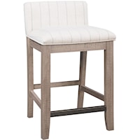 Rustic Farmhouse Counter-Height Stool with Upholstered Seat