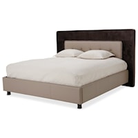 Contemporary Upholstered California King Panel Bed with Tufted Back