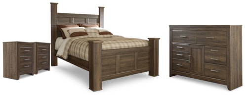 Queen Poster Bed, Dresser And 2 Nightstands