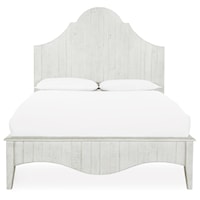 Rustic Solid Wood California King Scroll Bed in White Wash
