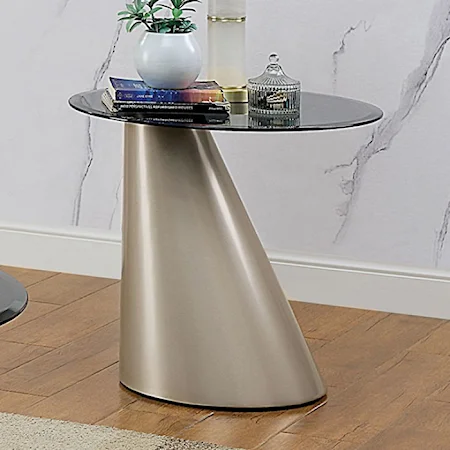 Contemporary End Table with Tinted Glass Top