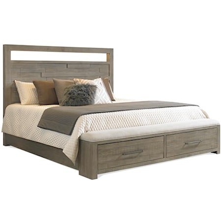 Contemporary Queen LED Panel Storage Bed