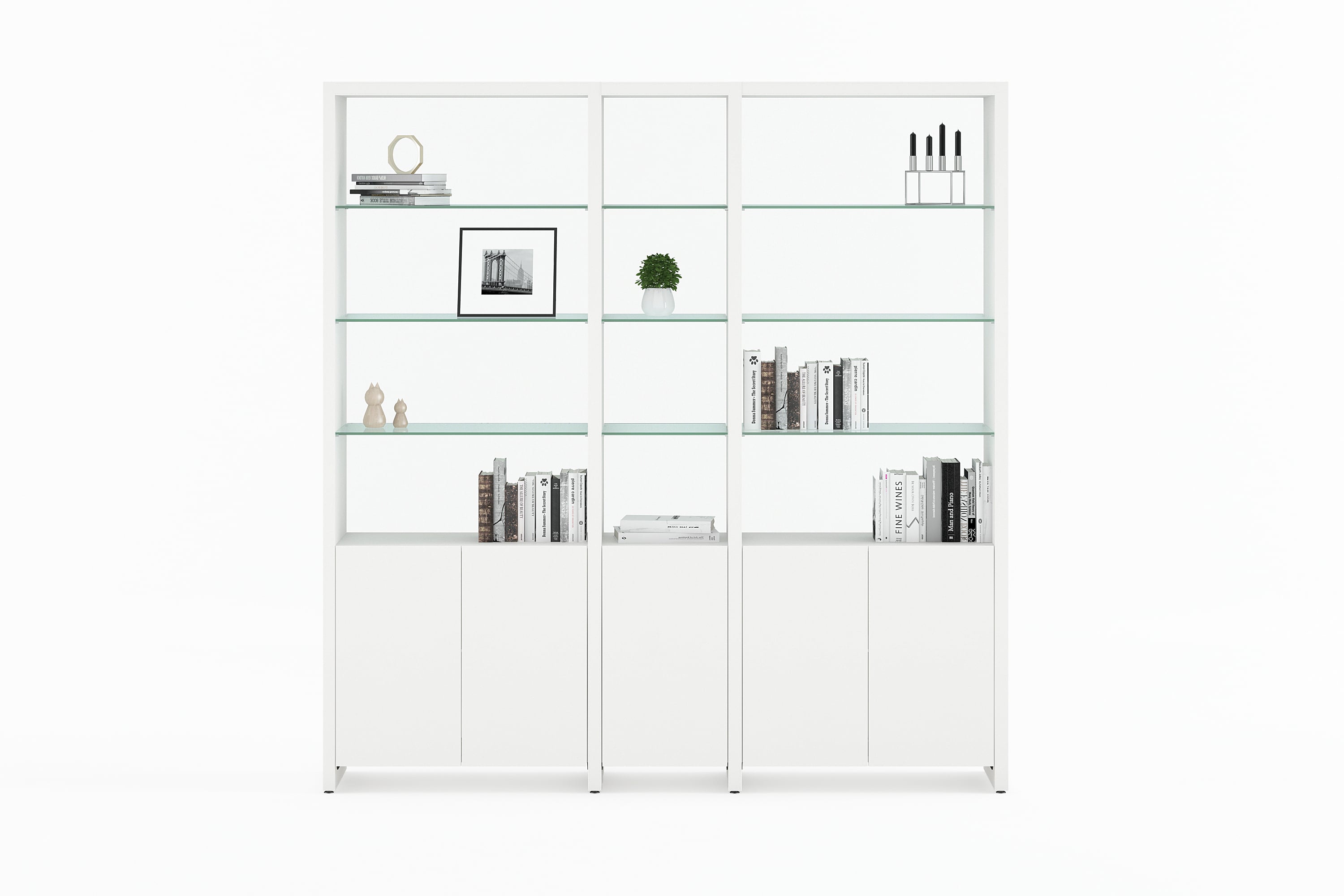 BDI Linea 580212 SW Contemporary 3Shelf System with Glass Shelves