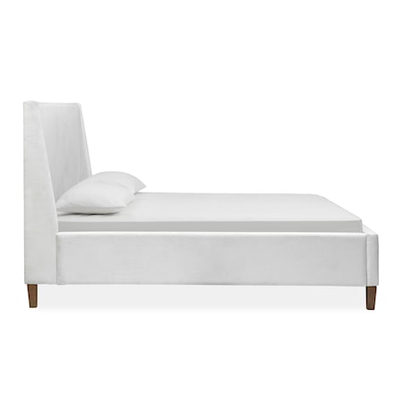 Queen White Upholstered Island Bed