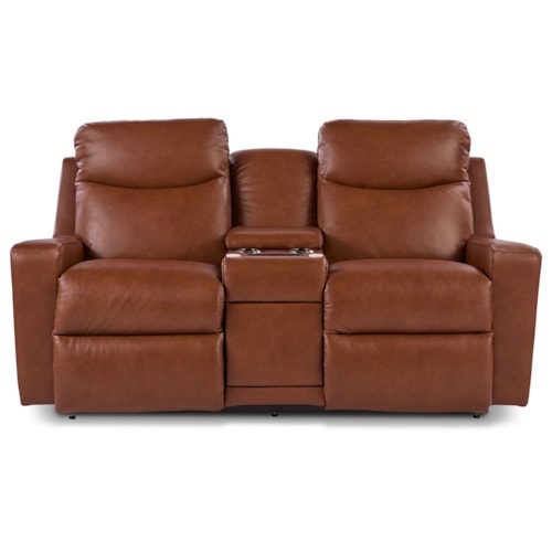 Contemporary Reclining Loveseat with Cupholder Storage Console