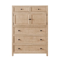 Farmhouse 5-Drawer Bedroom Chest with Doors