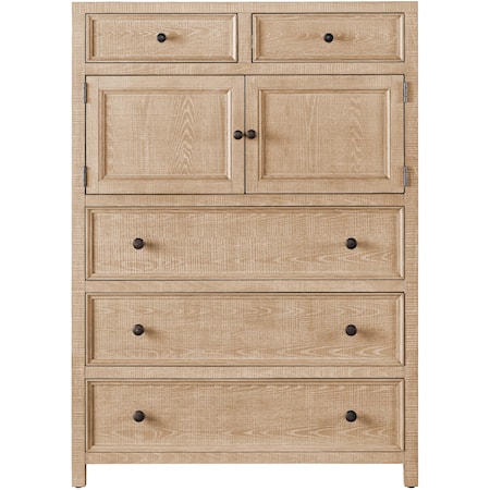 Farmhouse 5-Drawer Bedroom Chest with Doors