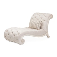 Traditional Upholstered Chaise with Single Throw Pillow