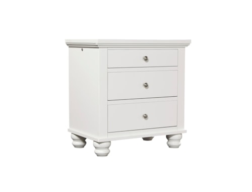 Transitional Liv360 3-Drawer Nightstand with AC Outlets