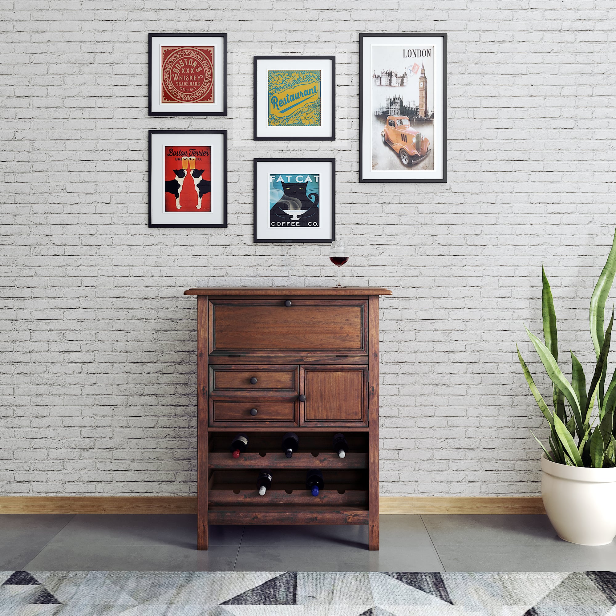 Bernards Wine Cabinet 2-Drawer Wine Cabinet