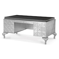 Glam 7-Drawer Desk with Cabriole Legs