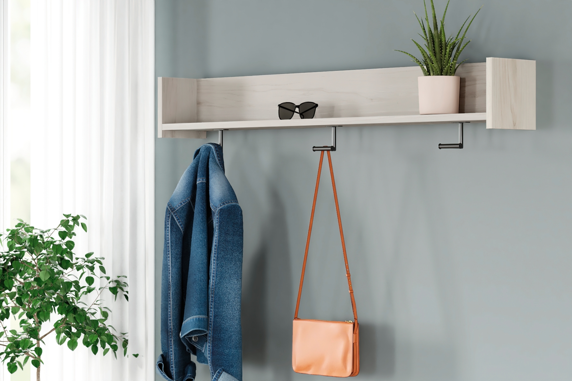 Signature Design by Ashley Socalle Wall Mounted Coat Rack W/Shelf