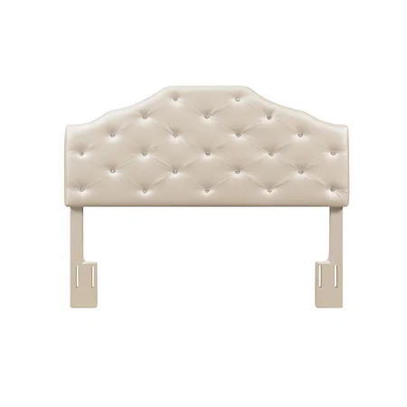 Glam Queen Upholstered Headboard, Silver Faux Leather