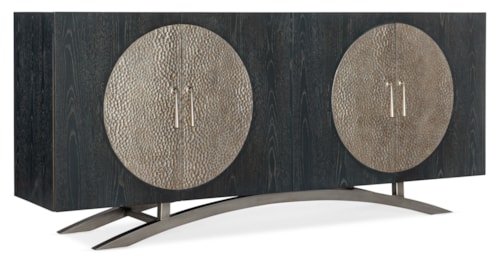 Transitional Four-Door Entertainment Console with Outlet