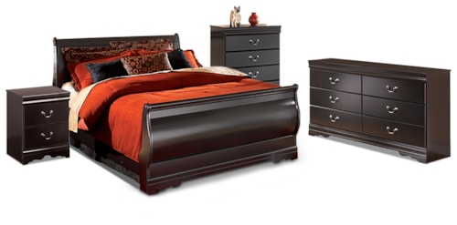 4pc Queen Sleigh Bed, Dresser, Chest & Nightstand 