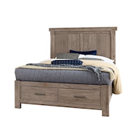 Transitional Rustic Queen Dovetail Storage Bed