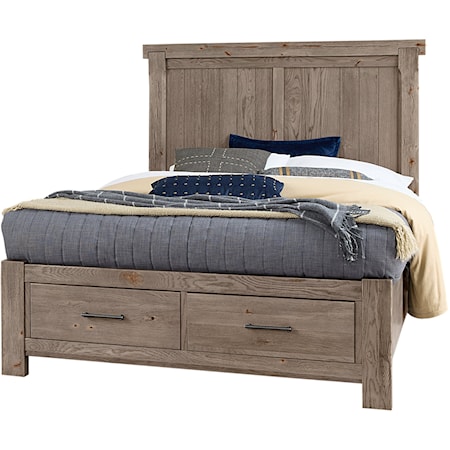 Transitional Rustic King Dovetail Storage Bed