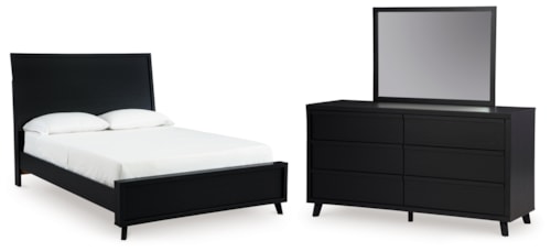 Queen Panel Platform Bed, Dresser And Mirror