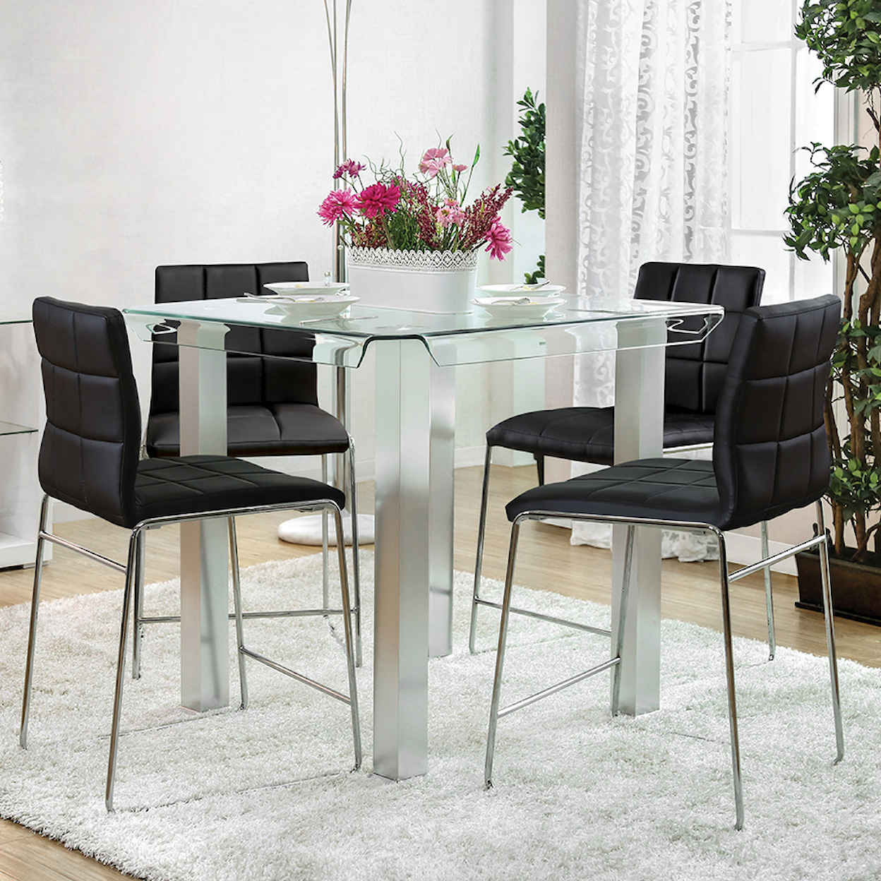 Furniture of America - FOA Richfield 5-Piece Counter Height Dining Set