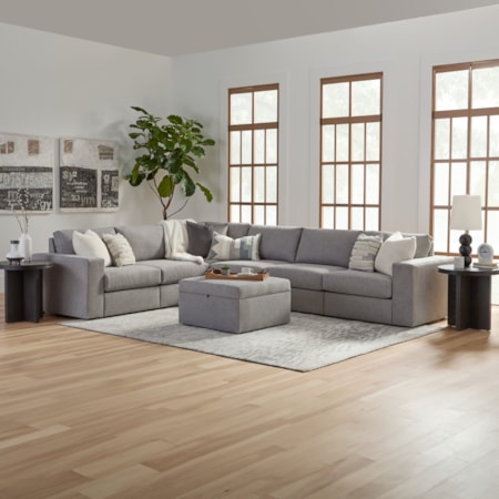 6-Seat Sectional Sofa and Storage Ottoman