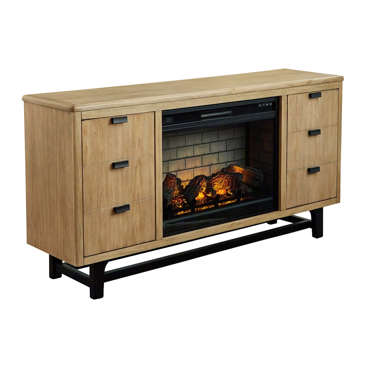 Signature Freslowe Large TV Stand with Fireplace