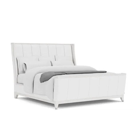 Contemporary Queen Upholstered Bed with Padded Vertical Channeling
