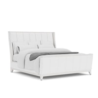 Contemporary King Upholstered Bed with Padded Vertical Channeling