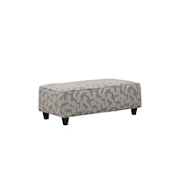 Contemporary Cocktail Ottoman with Exposed Wooden Legs