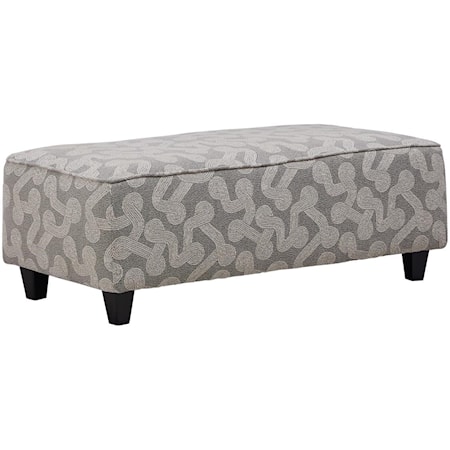 Cocktail Ottoman with Exposed Wooden Legs
