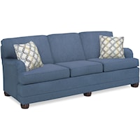 Casual Sofa with Rolled Sock Arms and Wood Feet