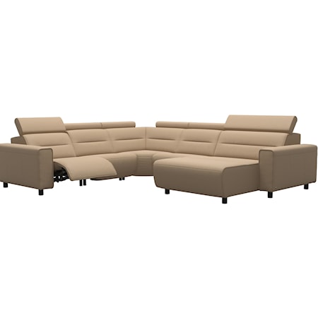 4-Seat Power Reclining Sectional Sofa with Wide Arms and Large Chaise