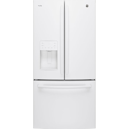 Profile 23.5 Cu. Ft. Energy Star French Door Refrigerator with Space Saving Icemaker White - PFE24HGLKWW