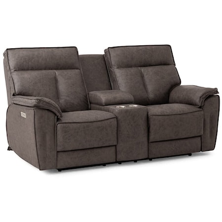 Oakley Contemporary Console Loveseat Power Recliner with Power Headrest and Power Lumbar