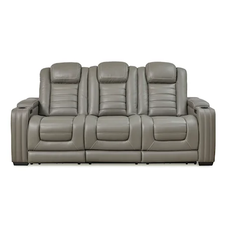 Leather Match Power Reclining Sofa with Heat and Massage