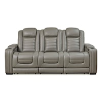 Leather Match Power Reclining Sofa with Heat and Massage