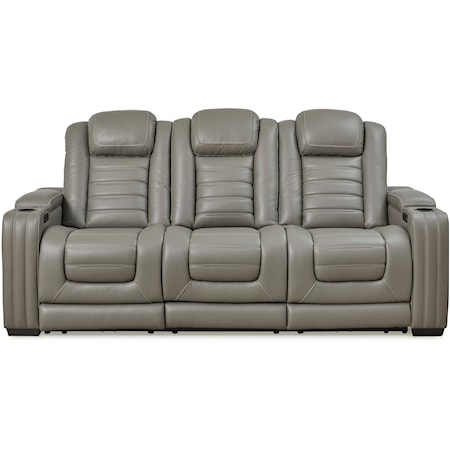 Leather Match Power Reclining Sofa with Heat and Massage