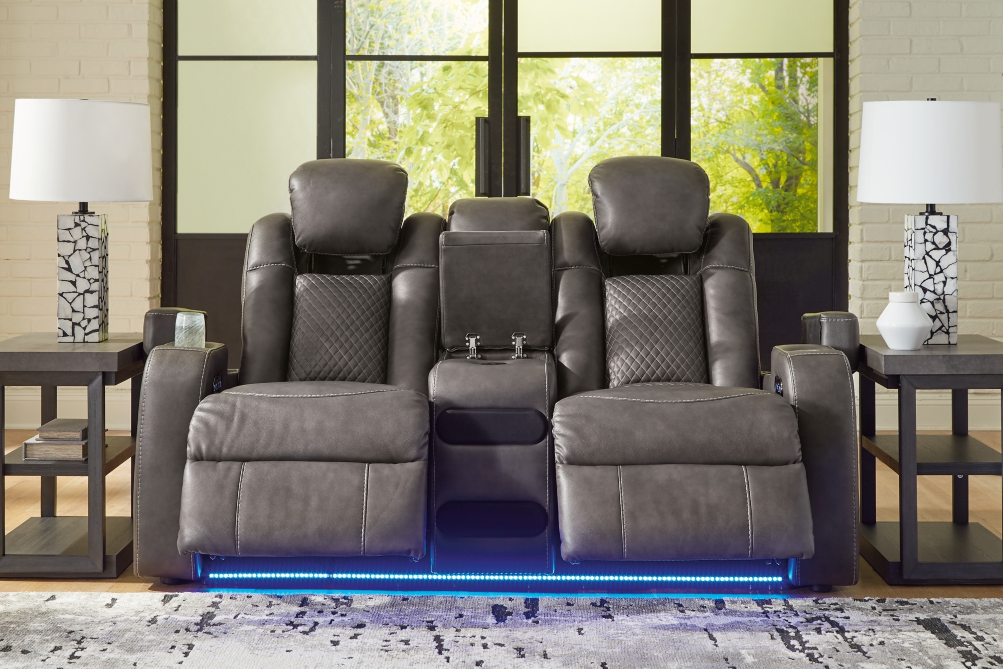 Signature Design by Ashley Fyne-Dyme Pwr Rec Loveseat/Con/Adj Hdrst