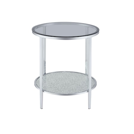 Round End Table with Glass Top