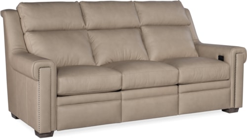 Transitional Power Reclining Sofa with Power Headrests