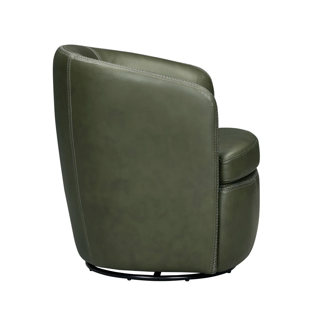 Leather Swivel Barrel Chair