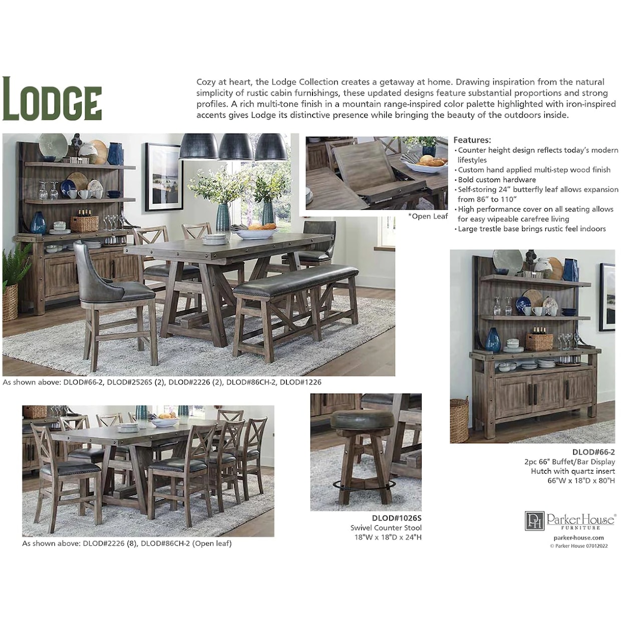 Paramount Furniture Lodge 10-Piece Counter Height Table Set