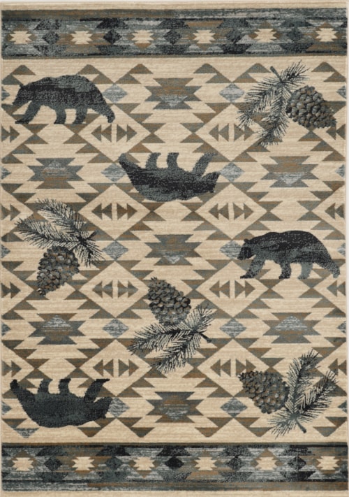 7'10" Round Ivory/Blue Montana Rug