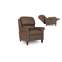 Transitional Power Recliner with Wood Tapered Legs