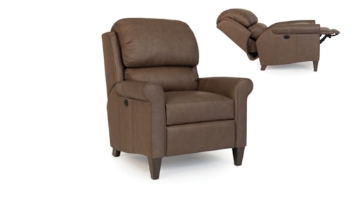 Transitional Power Recliner with Wood Tapered Legs