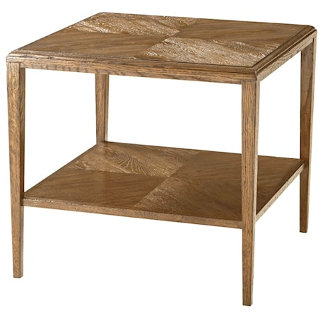 Transitional Square Side Table with Shelf