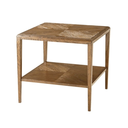 Transitional Square Side Table with Shelf