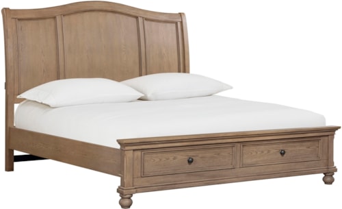 Traditional King Storage Sleigh Bed with USB Headboard Charging Ports