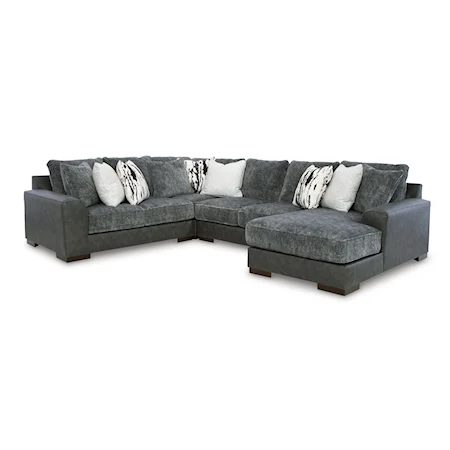 Contemporary 4-Piece Sectional Sofa with Right-Arm Facing Corner Chaise